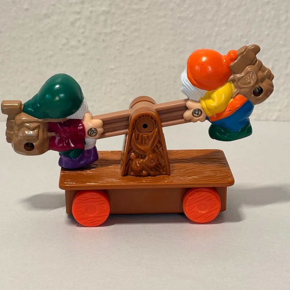 Disney Seven Dwarfs Seesaw Toy Unisex OS Brown Excellent Vintage Rolling Toy